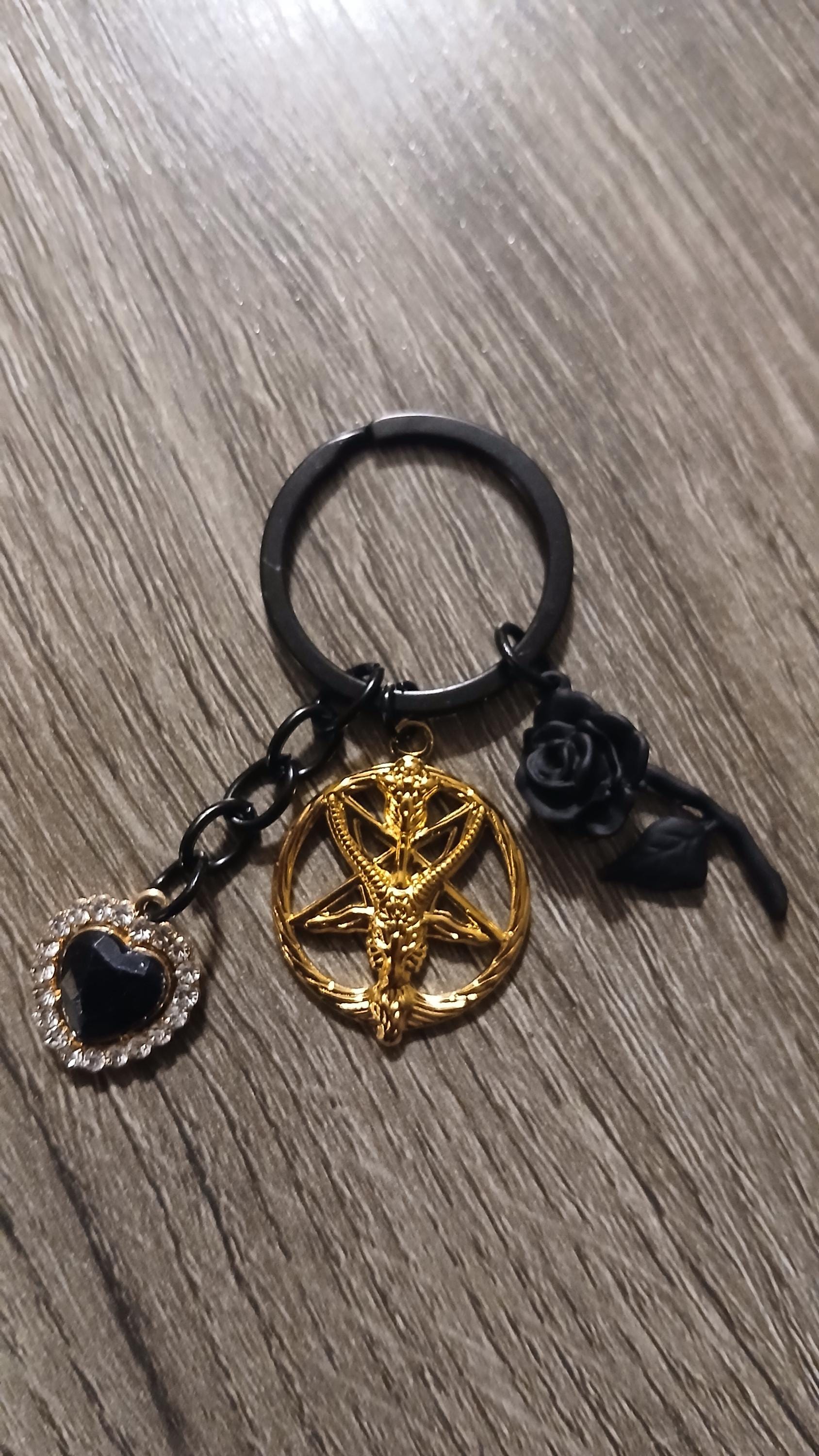 Inverted Cross Keychain: Gold Satanic Baphomet Charm - Etsy