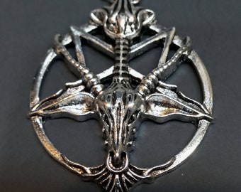 Silver Baphomet Necklace, Baphomet Keychain, Baphomet Pendant, Baphomet Charm