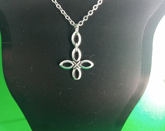 Small Inverted Cross Necklace: Sterling Silver Chain