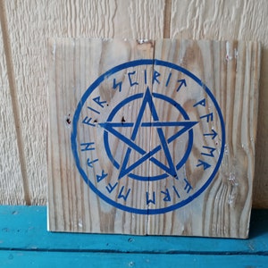 Upcycled Pentagram Wood Sign, Pentagram Sign