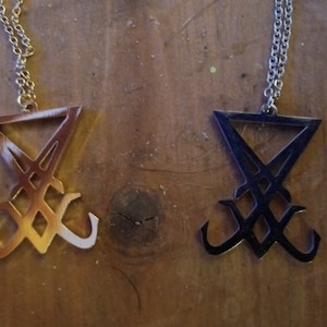 Stainless Steel Gold or Silver Satan Sigil Necklace, Satan Sigil Keychain, Lucifer Sigil Necklace, Lucifer