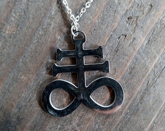 Sterling Silver Leviathan Cross, Gold Leviathan Cross Necklace, Keychain, Satan Cross, Satan Symbol Necklace or Keychain, Satanic jewelry