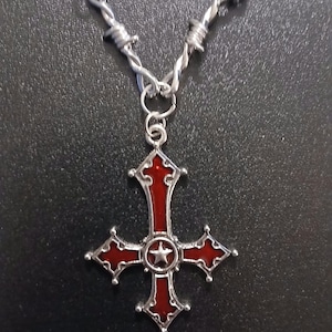 Satanic Thorn Choker Necklace,  Inverted Cross Spike Necklace