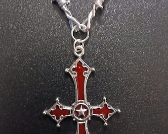 Satanisk tagg chokerhalsband, inverterat korshalsband