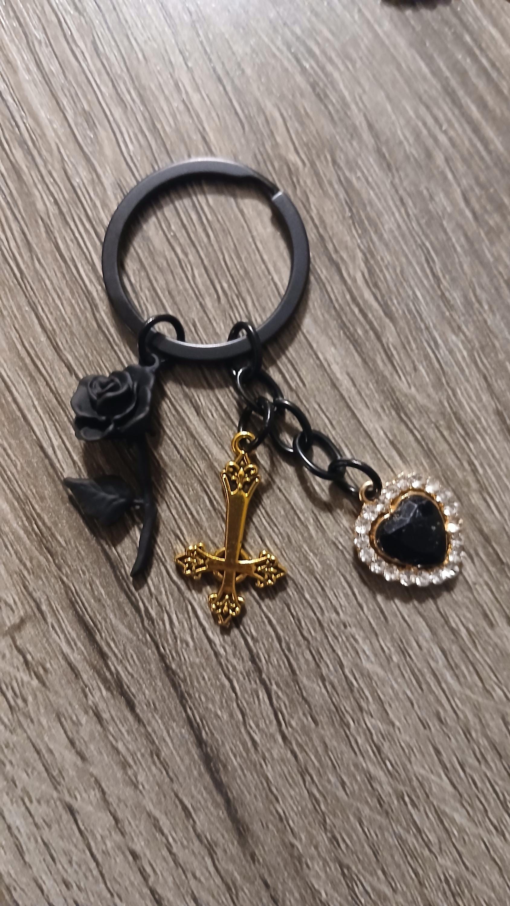 Inverted Cross Keychain: Gold Satanic Baphomet Charm - Etsy