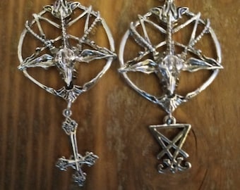 Naszyjnik Baphometa z pieczęcią satanistyczną, naszyjnik Baphometa z odwróconym krzyżem, naszyjnik Baphometa