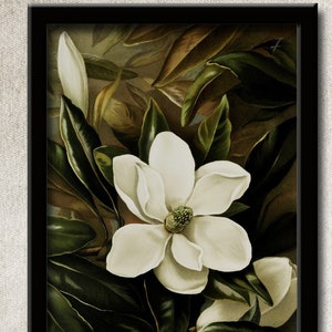 Magnolia Botanical Print - White Flower Instant Downloads - Magnolia Art Prints - Magnolia Printable Art - Vintage Botanical -Image#600