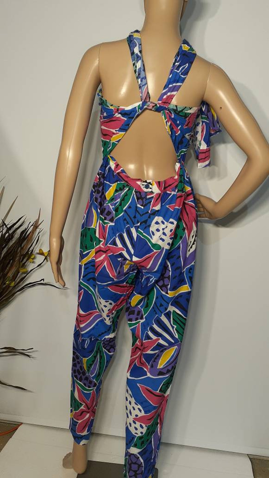 Vintage 80s jumpsuit floral size SM | Etsy