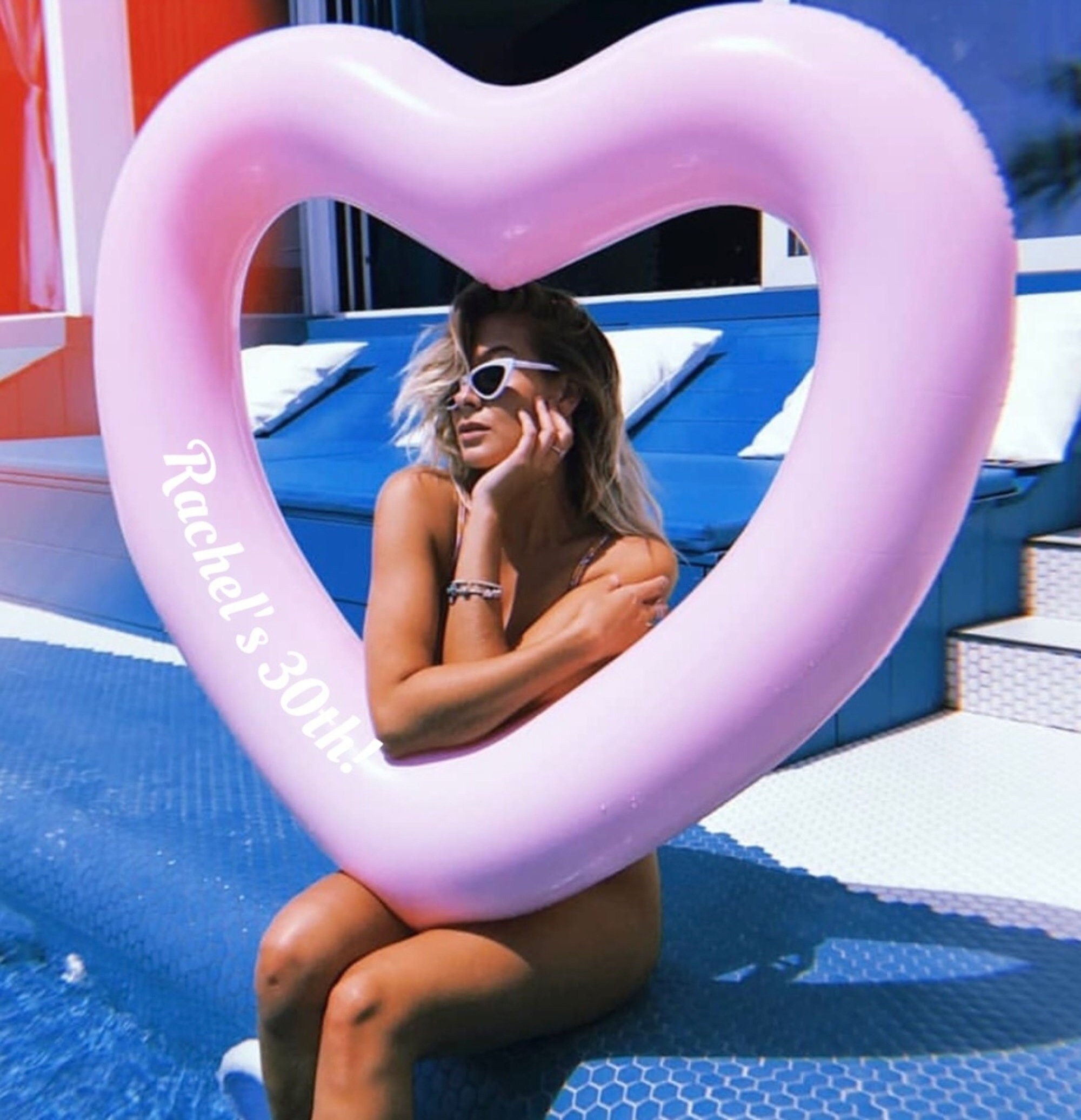 Customized or Personalized Heart Pool Float, Engagement Ring Float, Bachelorette Party, Wedding Favor, Bride Float, Destination Wedding