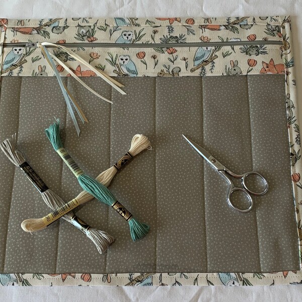 Fox and Friends - 12x14 Quilted Cross Stitch Project Bag
