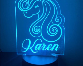 Personalized Unicorn Night Light, Girls Room Acrylic Led Night Light, Kids Bedroom Decor, Girls Unicorn Room