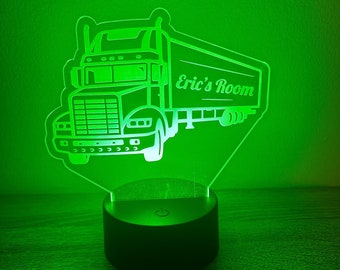 Personalized Trucking Night Light, Truck Company Boys Acrylic Led Night Light, Kids Bedroom Decor, Bedroom Decor Gifts for Boys Room