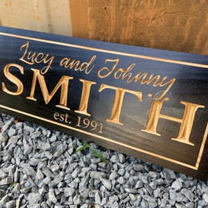 Family Last Name Wood Sign, Black Wood Sign, Family Name Sign, Established Date Family Wood Sign, Wood Gift for Wedding, Engage