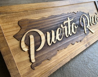 Puerto Rico Wood Sign | Home Decor Signs | Boricua Sign | Dining Room Wall Decor | Puerto Rico Wall Decor | Wood Engraved Home Decor Sign