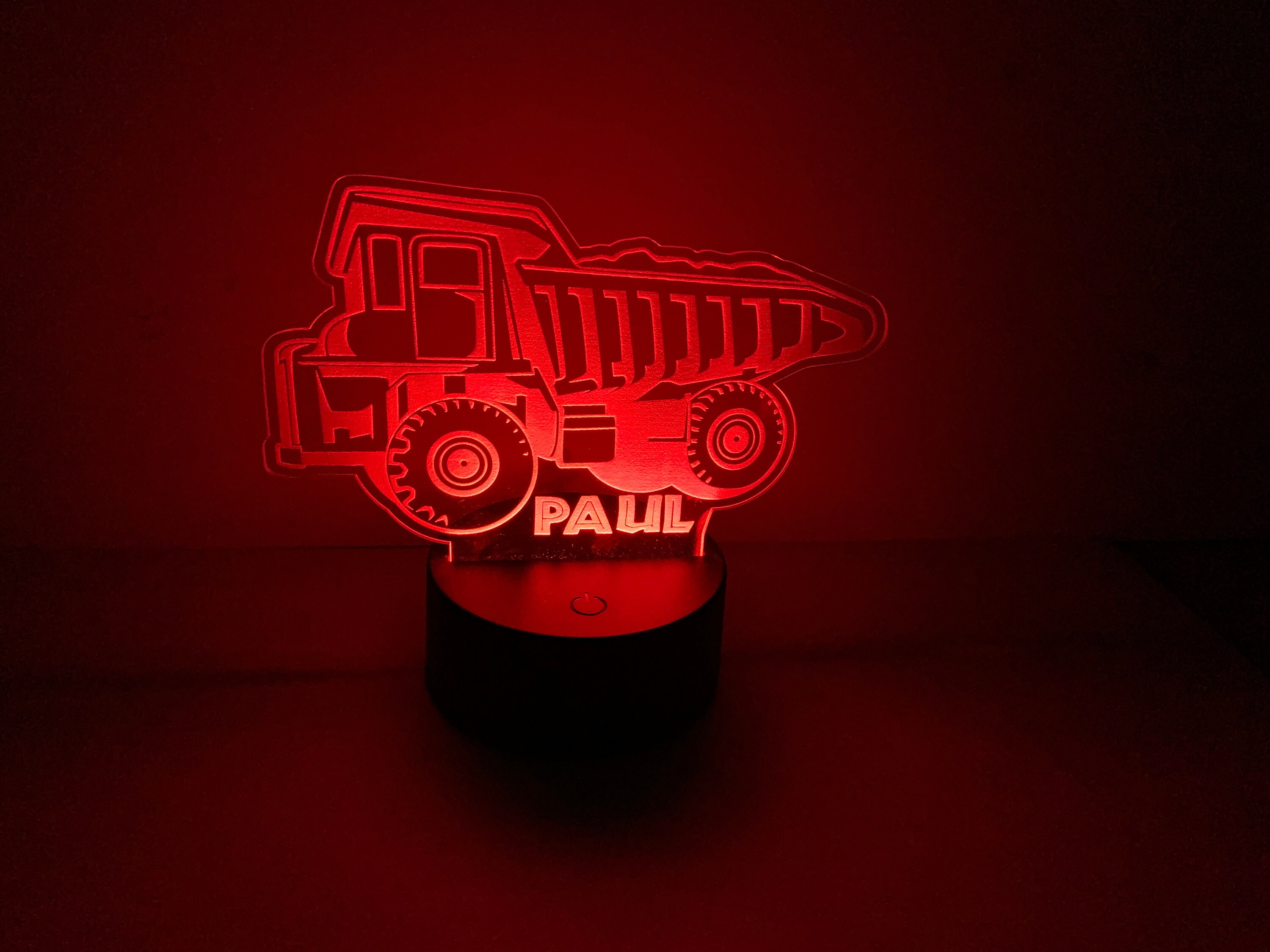 Personalized Truck Night Light Construction Boys Acrylic Led Etsy