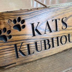 Personalized Pet House Wood Sign, Cat Paw Print