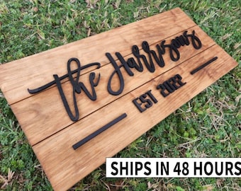 Regalo de signo de madera personalizado - Signo de apellido personalizado - Signo de paleta de apellido - Regalo de boda - Decoración de la pared del hogar- / Regalo de aniversario