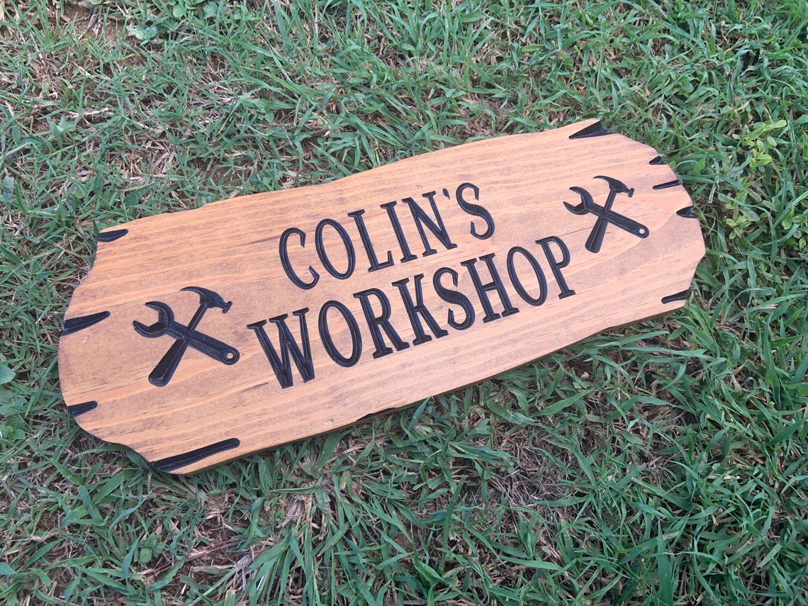 Outdoor Workshop Wood Sign Wood Shop Cabin Sign Pine Trees | Etsy