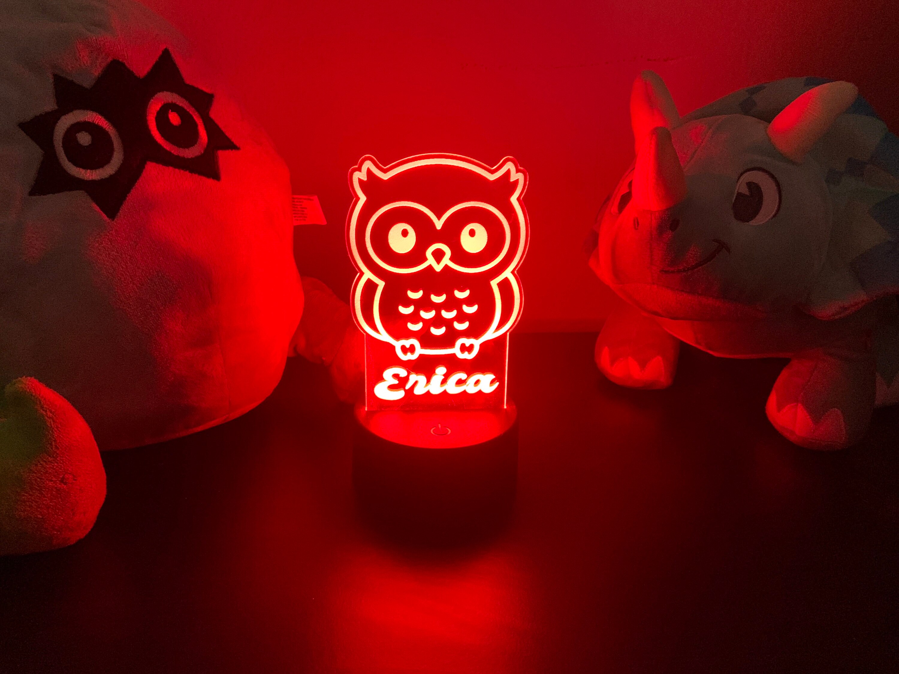 Personalized Owl Night Light Owl Girls Acrylic Led Night Etsy