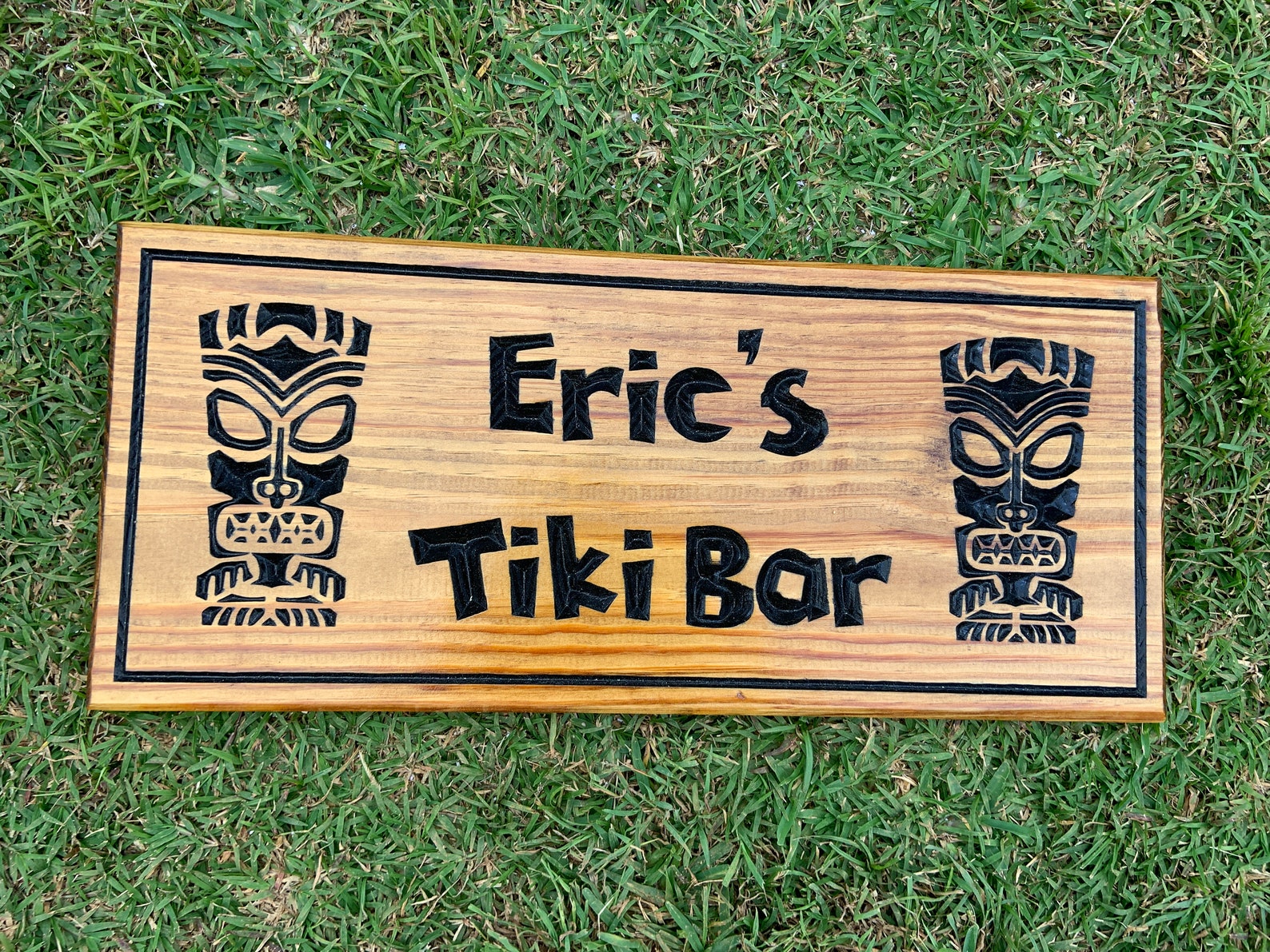 Personalized Tiki Bar Wood Sign Wood Carved Sign Man Cave Etsy