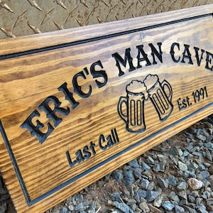 Personalized Man Cave Sign Custom Bar Signs Wood Groomsmen Gift Ideas Housewarming Gift Wooden Pub Sign Wine Cellar Beer Basement Bar Decor