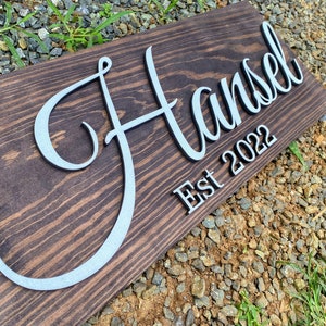 Custom Wood Sign Personalized Wedding Gift with Last Name Established Sign Family Name Sign Anniversary Gift for Wedding Couples Gift image 2