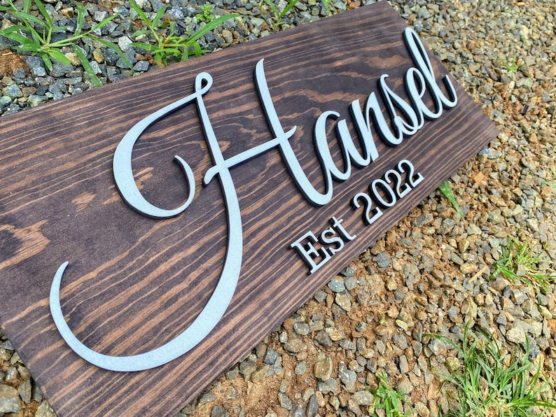 Custom Wood Sign Personalized Wedding Gift with Last Name Established Sign Family Name Sign Anniversary Gift for Wedding Couples Gift image 2