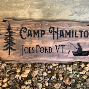 Outdoor Wood Sign Gift, Wooden Carved Cabin Sign, Custom Wood Sign, Custom Camp Sign, Mountain Home, Personalized Rustic Home Sign image 8