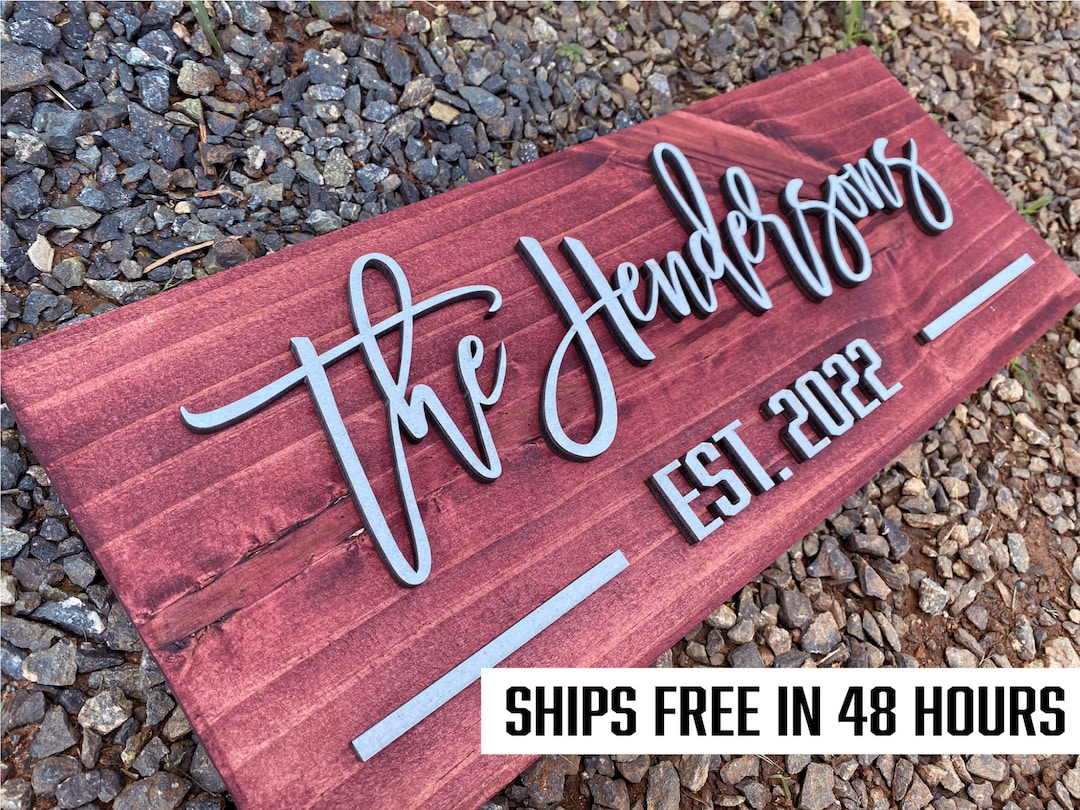 Last Name Wood Sign Farmhouse Sign Anniversary Gift for Etsy