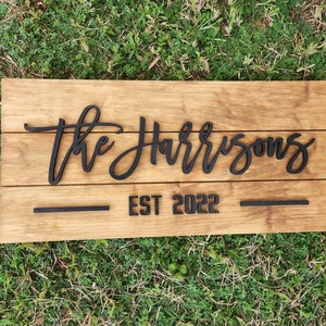 Personalized Wood Sign Gift Personalized Family Name Sign Last Name Pallet Sign Wedding Gift Home Wall Decor Anniversary Gift image 3