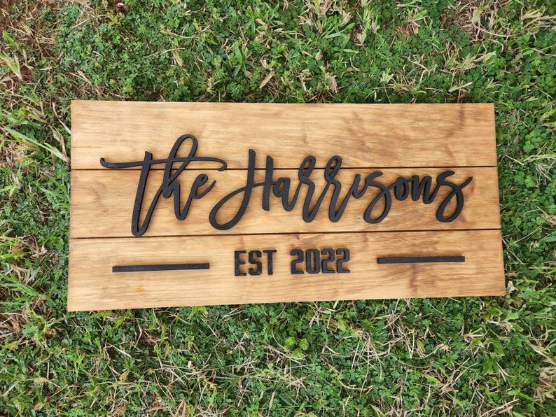 Personalized Wood Sign Gift Personalized Family Name Sign Last Name Pallet Sign Wedding Gift Home Wall Decor Anniversary Gift image 3