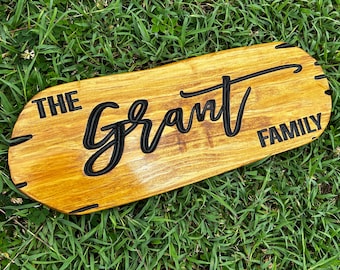 Custom Rustic Wood Sign for Family Name, Outdoor Wood Sign, Last Name Sign, Carved Wood Sign for Wedding Gift, Personalized Wood Sign