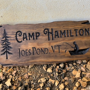 Outdoor Wood Sign Gift, Wooden Carved Cabin Sign, Custom Wood Sign, Custom Camp Sign, Mountain Home, Personalized Rustic Home Sign image 9