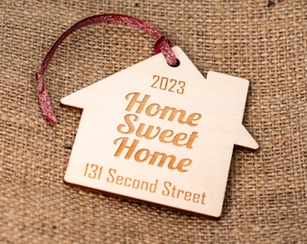 Home Sweet Home Ornament - House Wood Ornament - Our First Christmas in Our New Home - Our First House - Just Married Ornament - Homecoming