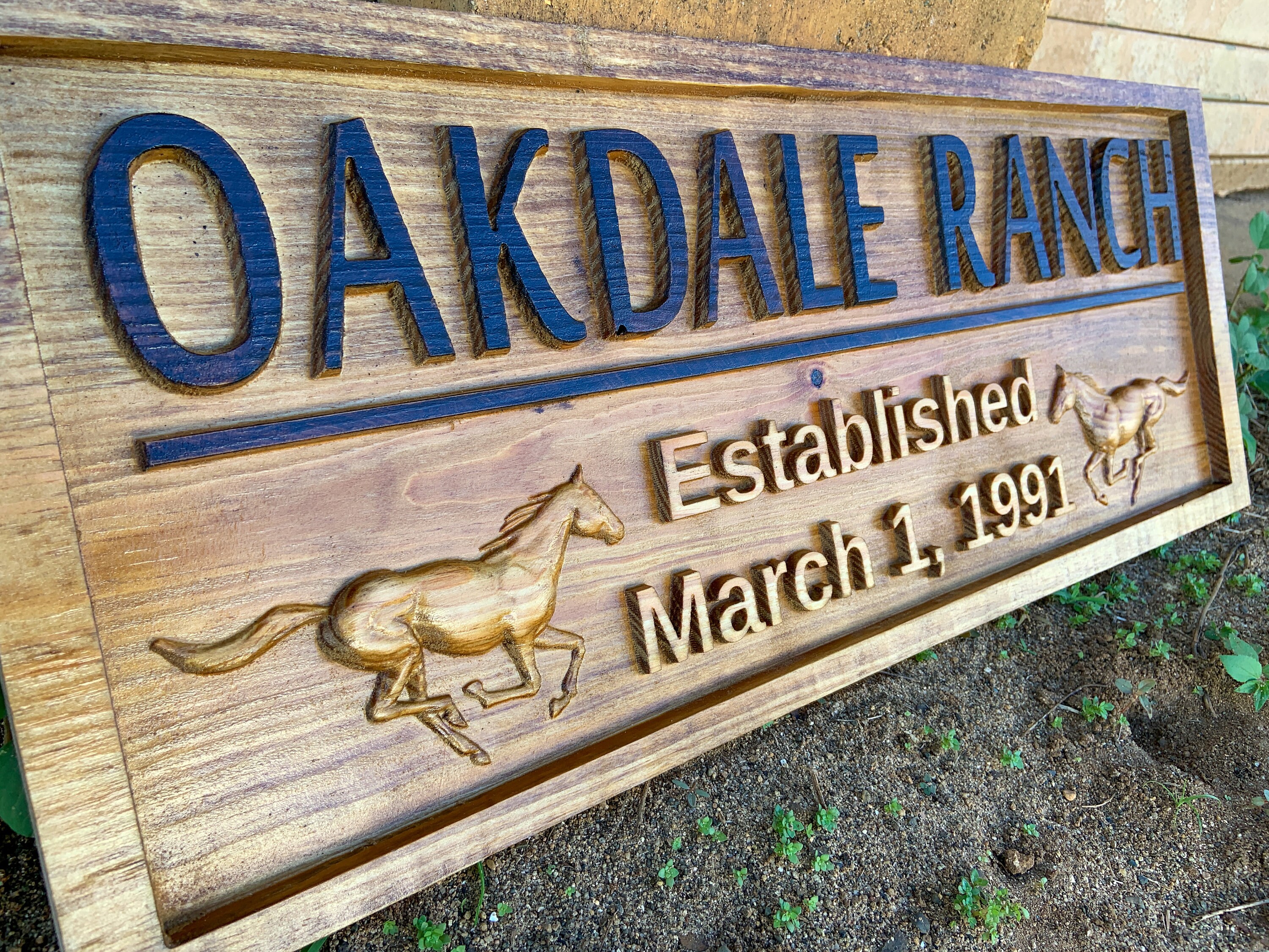 Rustic Wood Ranch Sign Personalized Couples Gift Custom Wood Sign Family Last Name Established Gift Stall Ranch Sign Horse Barn Horse Carved