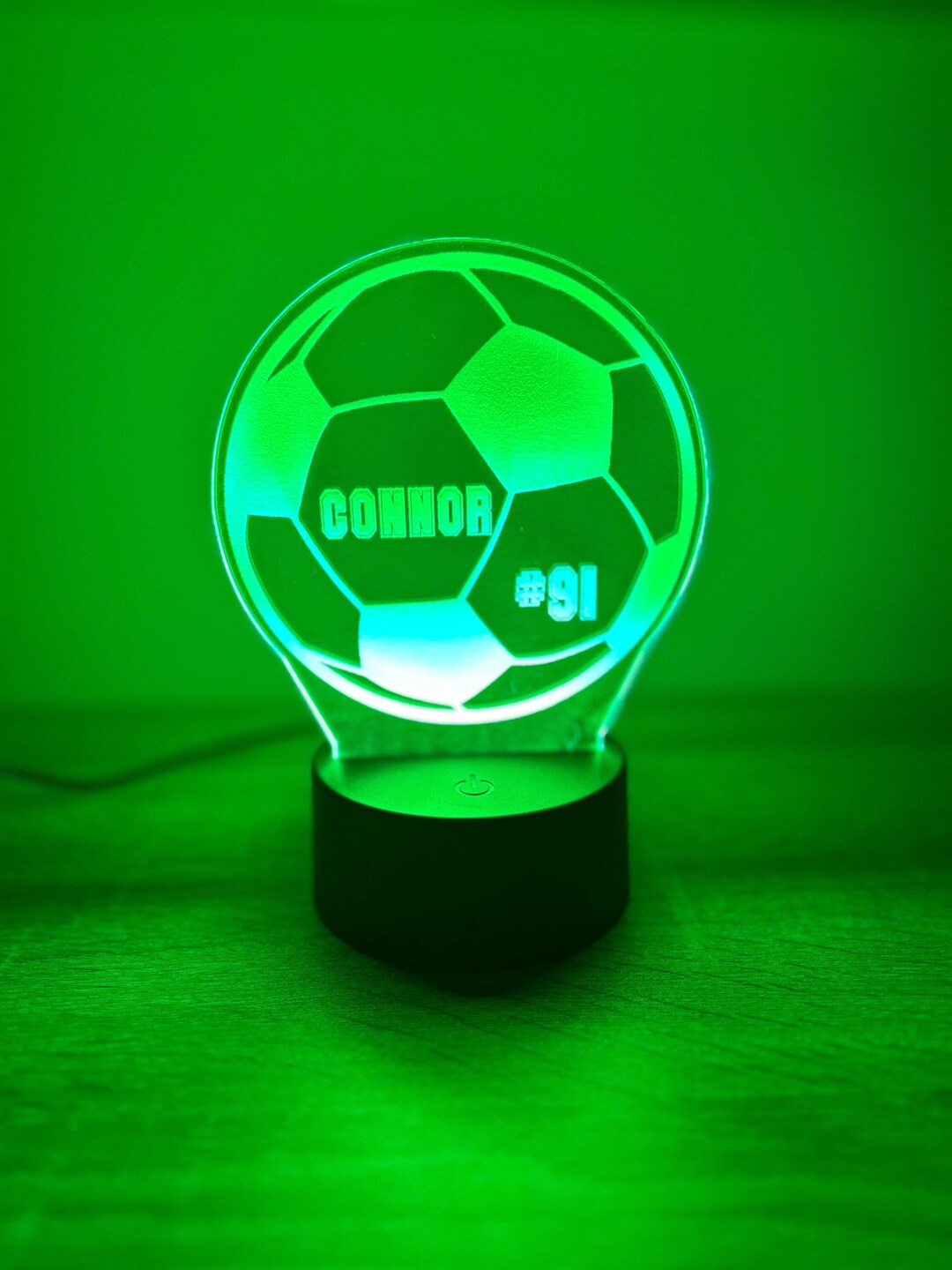 Personalized Custom Soccer Ball LED Light, Acrylic Night Lite for