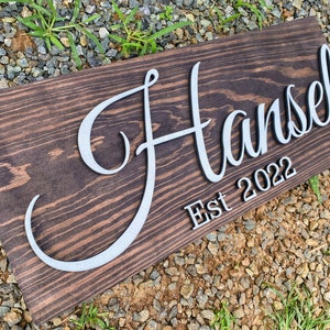 Custom Wood Sign Personalized Wedding Gift with Last Name Established Sign Family Name Sign Anniversary Gift for Wedding Couples Gift image 4