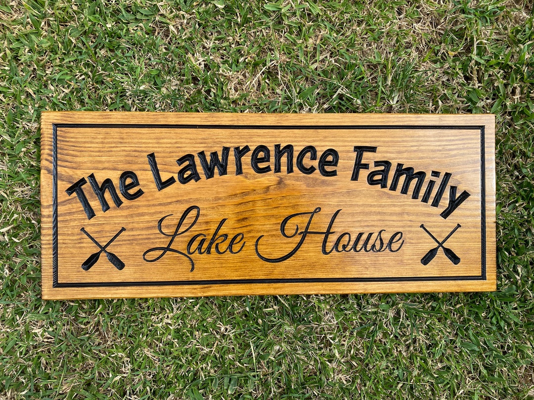 Personalized Lake House Sign, Cabin Sign, Lodge Decor, Outdoor Carved