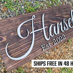 Custom Wood Sign - Personalized Wedding Gift with Last Name - Established Sign Family Name Sign Anniversary Gift for Wedding - Couples Gift