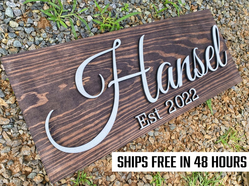 Custom Wood Sign - Personalized Wedding Gift with Last Name - Established Sign Family Name Sign Anniversary Gift for Wedding - Couples Gift