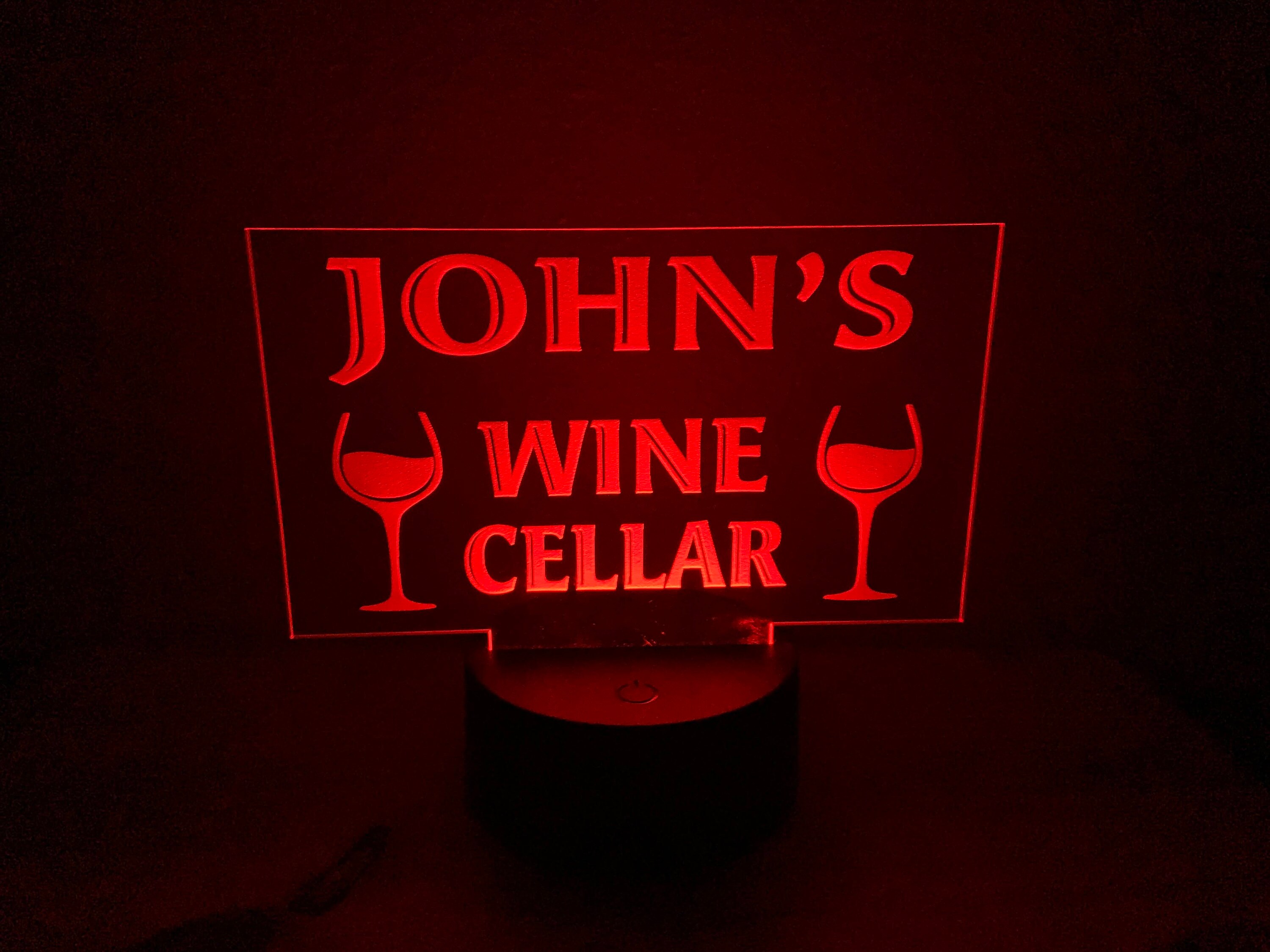 Personalized Wine Cellar Sign Night Light Led Acrylic Lamp Etsy