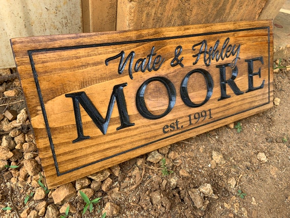 First and Last Name Wood Sign Couples Wood Sign Personalized