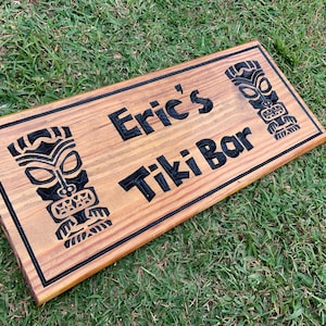 Personalized Tiki Bar Sign, Carved Wood Man Cave Decor
