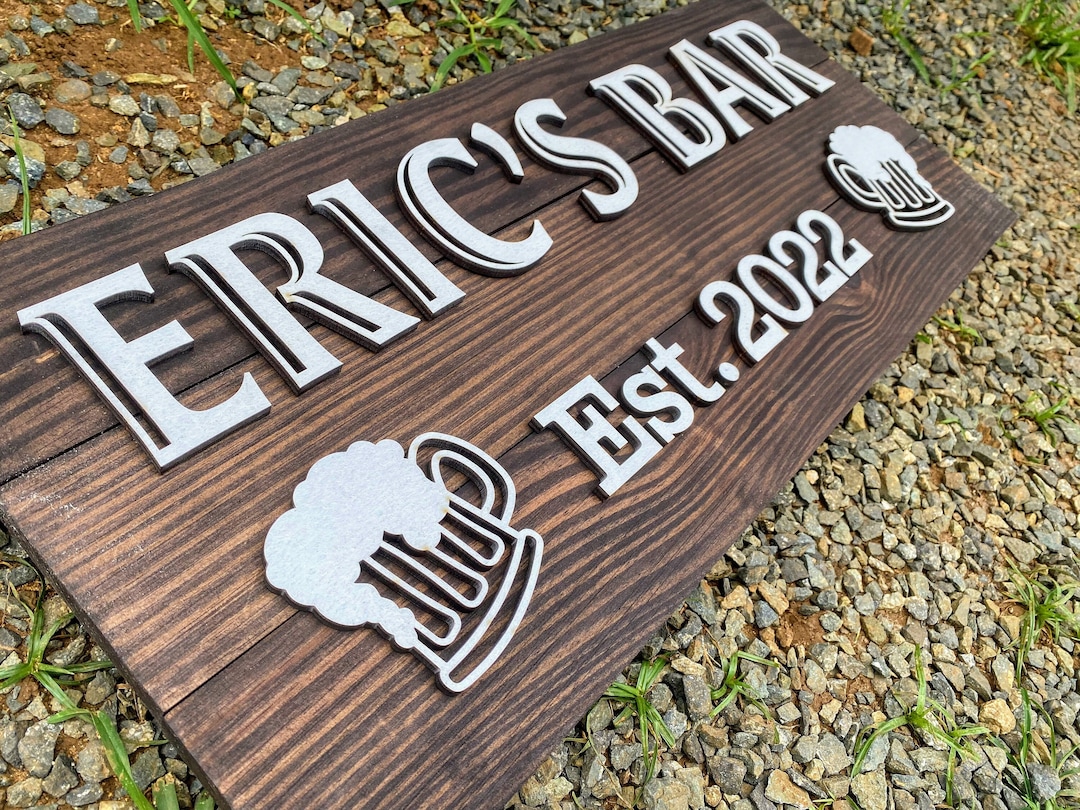 Personalized Bar Sign Man Cave Bar Wood Sign 3D Wood Sign for Custom ...