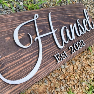Custom Wood Sign Personalized Wedding Gift with Last Name Established Sign Family Name Sign Anniversary Gift for Wedding Couples Gift image 5