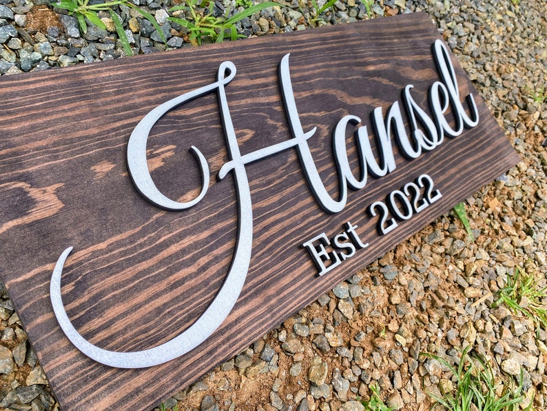 Custom Wood Sign Personalized Wedding Gift with Last Name Established Sign Family Name Sign Anniversary Gift for Wedding Couples Gift image 5