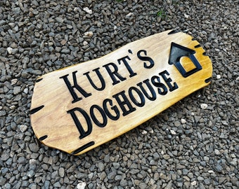 Dog House Wood Sign with Custom Name, Pet Lover, Dog Lover, Personalized Dog Entrance Sign for Doghouse, Animal Lover, Dog Birthday Present