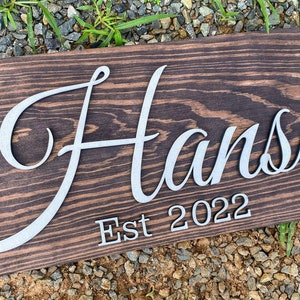 Custom Wood Sign Personalized Wedding Gift with Last Name Established Sign Family Name Sign Anniversary Gift for Wedding Couples Gift image 3