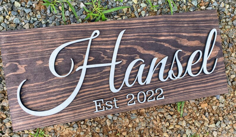 Custom Wood Sign Personalized Wedding Gift with Last Name Established Sign Family Name Sign Anniversary Gift for Wedding Couples Gift image 3