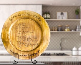 14" Heirloom Handwritten Recipe Wood Charger - Wood Engraved